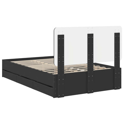 vidaXL Bed Frame with Drawer Black 120 x 190 cm Engineer Wood