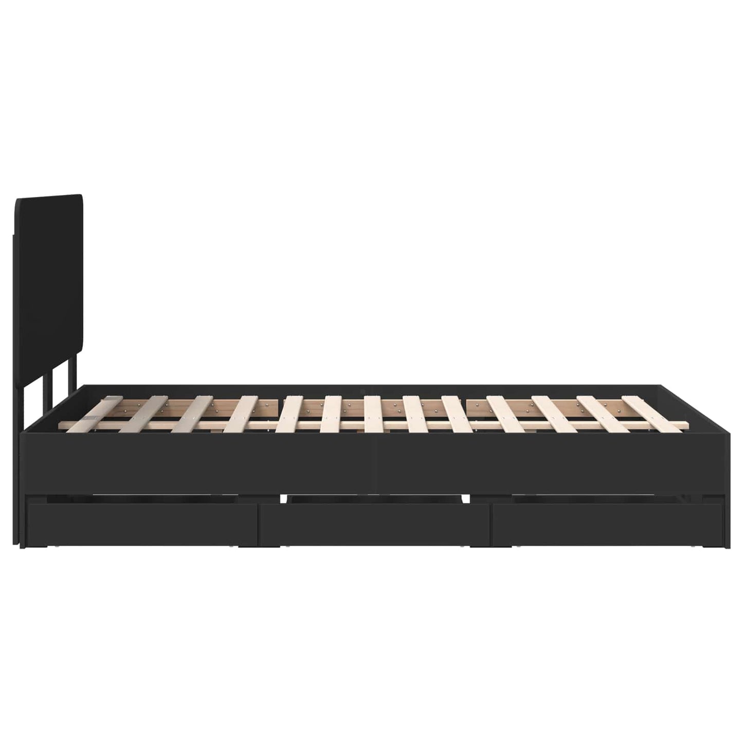 vidaXL Bed Frame with Drawer Black 120 x 190 cm Engineer Wood