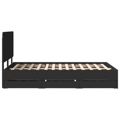 vidaXL Bed Frame with Drawer Black 120 x 190 cm Engineer Wood