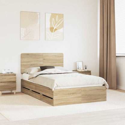 vidaXL Bed Frame with Drawer Sonoma Oak 120 x 190 cm Engineer Wood