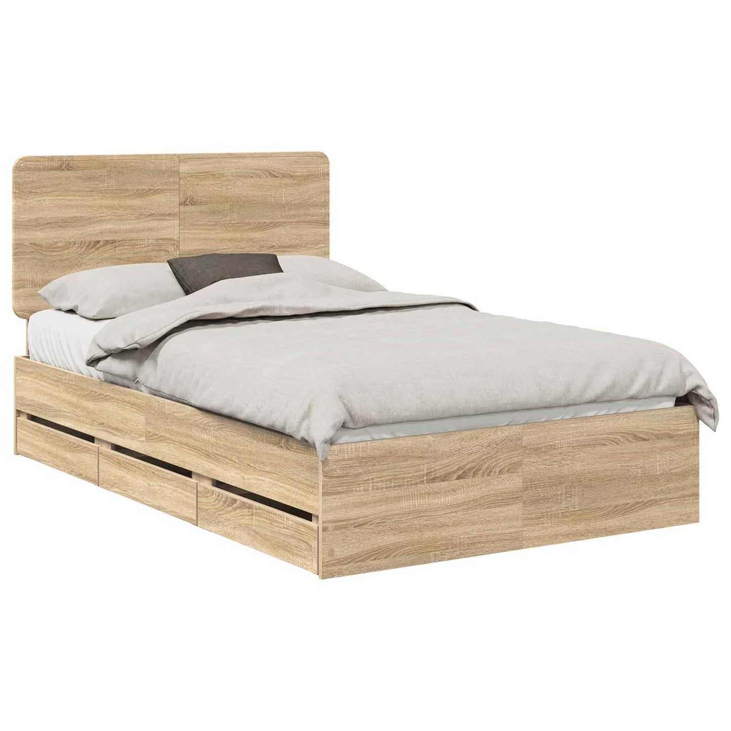 vidaXL Bed Frame with Drawer Sonoma Oak 120 x 190 cm Engineer Wood