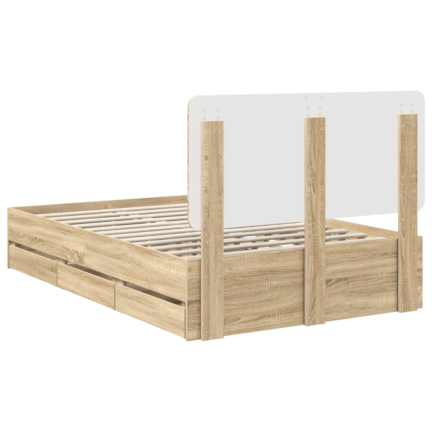 vidaXL Bed Frame with Drawer Sonoma Oak 120 x 190 cm Engineer Wood