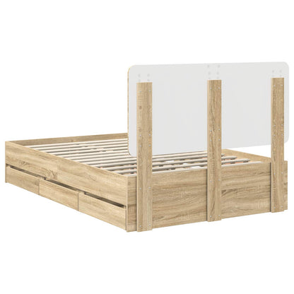 vidaXL Bed Frame with Drawer Sonoma Oak 120 x 190 cm Engineer Wood
