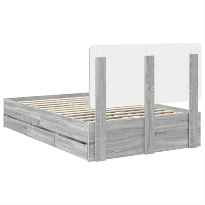 vidaXL Bed Frame with Drawer Grey Sonoma 120 x 190 cm Engineer Wood