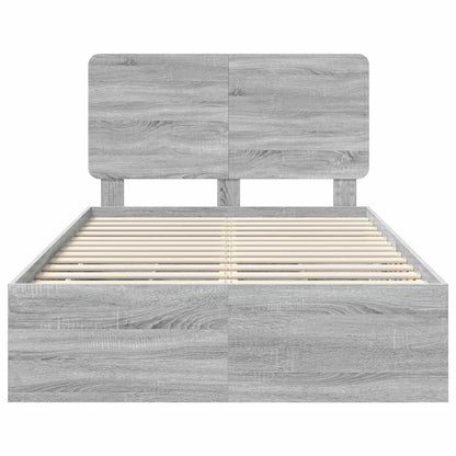 vidaXL Bed Frame with Drawer Grey Sonoma 120 x 190 cm Engineer Wood
