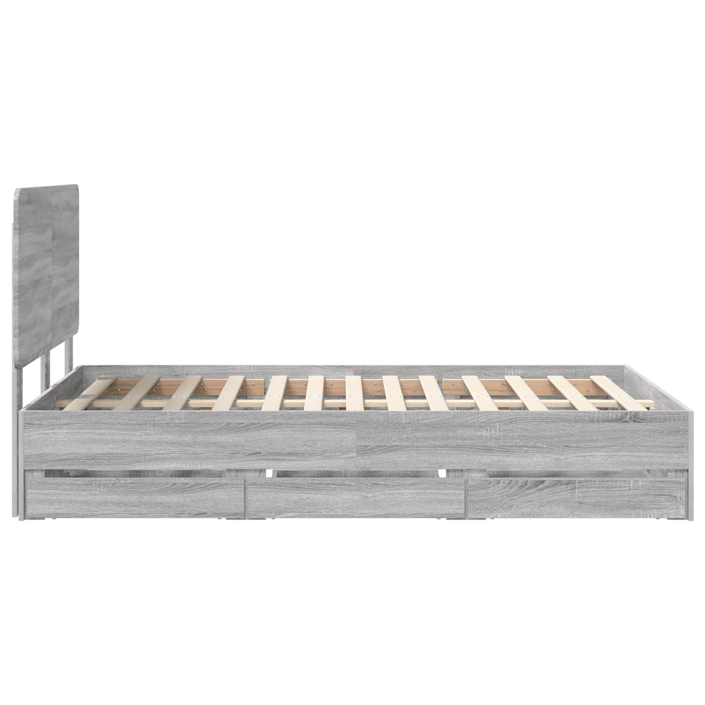 vidaXL Bed Frame with Drawer Grey Sonoma 120 x 190 cm Engineer Wood