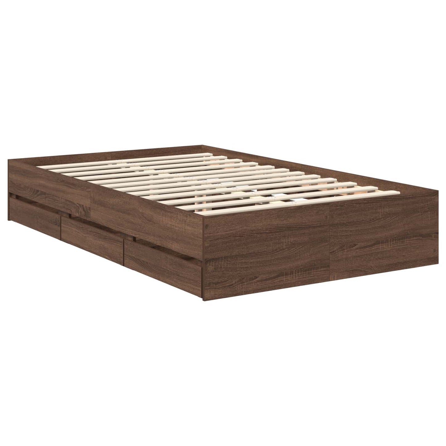 vidaXL Bed Frame with Drawer Brown Oak 120 x 190 cm Engineer Wood
