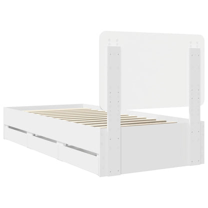 vidaXL Bed Frame with Drawer White 100 x 200 cm Engineer Wood