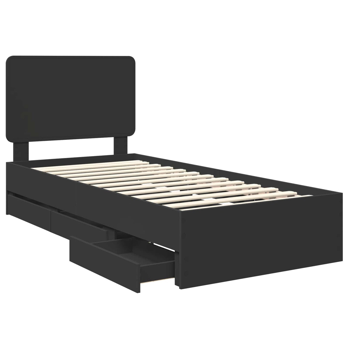 vidaXL Bed Frame with Drawer Black 100 x 200 cm Engineer Wood