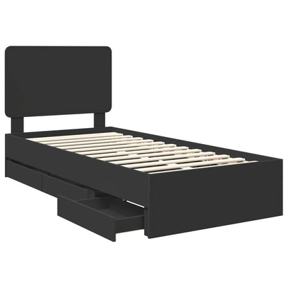 vidaXL Bed Frame with Drawer Black 100 x 200 cm Engineer Wood