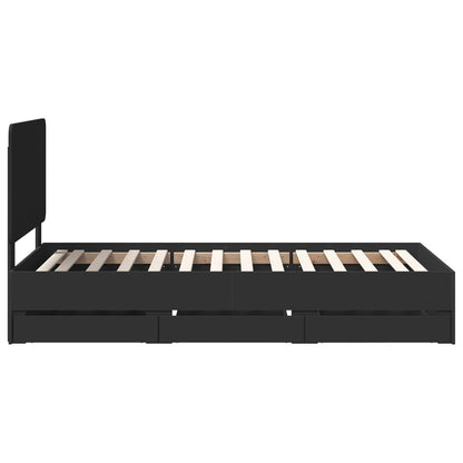 vidaXL Bed Frame with Drawer Black 100 x 200 cm Engineer Wood