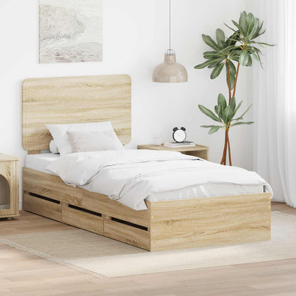 vidaXL Bed Frame with Drawer Sonoma Oak 100 x 200 cm Engineer Wood