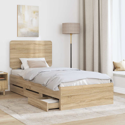 vidaXL Bed Frame with Drawer Sonoma Oak 100 x 200 cm Engineer Wood
