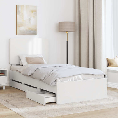 vidaXL Bed Frame with Drawer White 90 x 200 cm Engineer Wood
