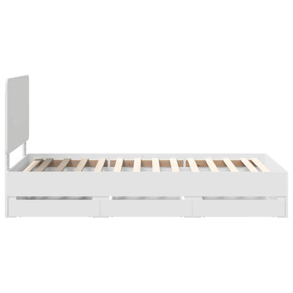 vidaXL Bed Frame with Drawer White 90 x 200 cm Engineer Wood