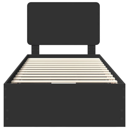 vidaXL Bed Frame with Drawer Black 90 x 200 cm Engineer Wood
