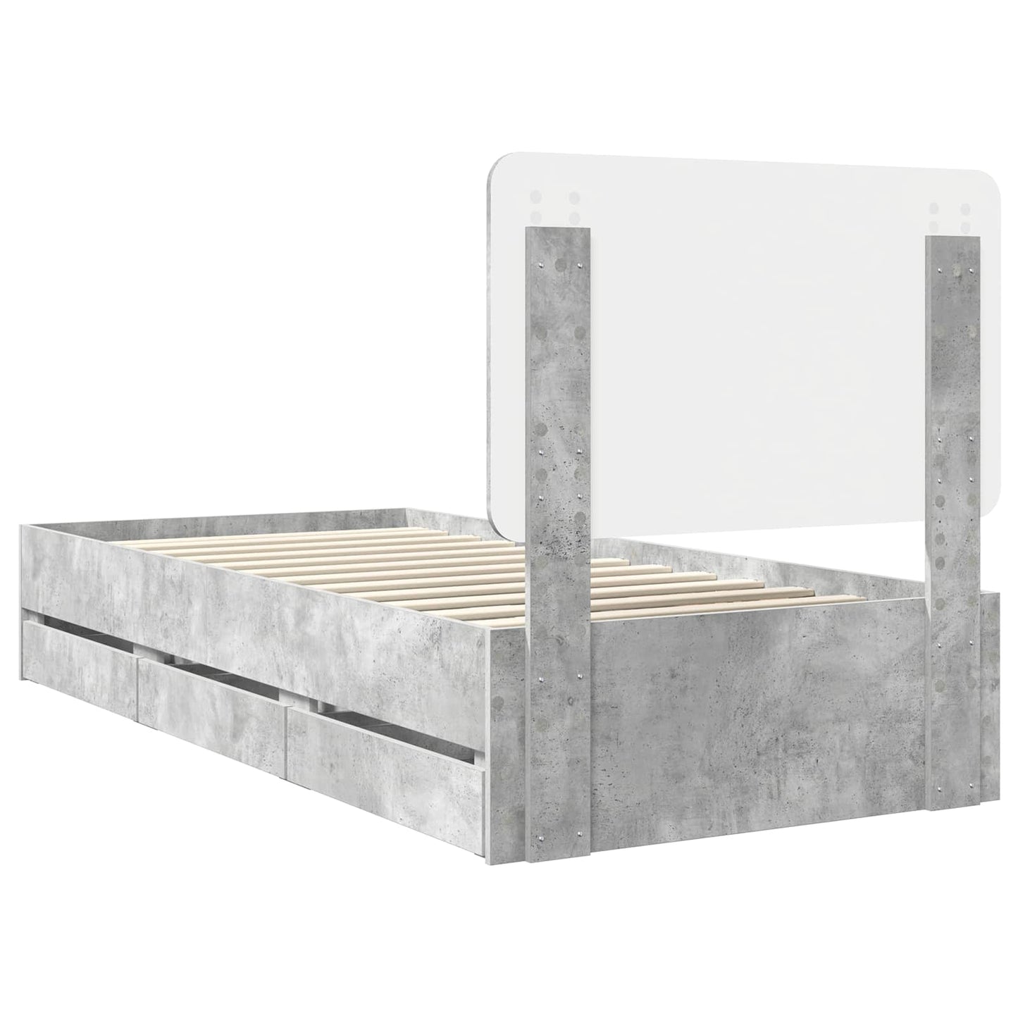 vidaXL Bed Frame with Drawer Concrete Grey 90 x 200 cm Engineer Wood
