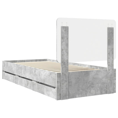 vidaXL Bed Frame with Drawer Concrete Grey 90 x 200 cm Engineer Wood