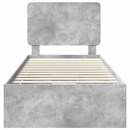 vidaXL Bed Frame with Drawer Concrete Grey 90 x 200 cm Engineer Wood