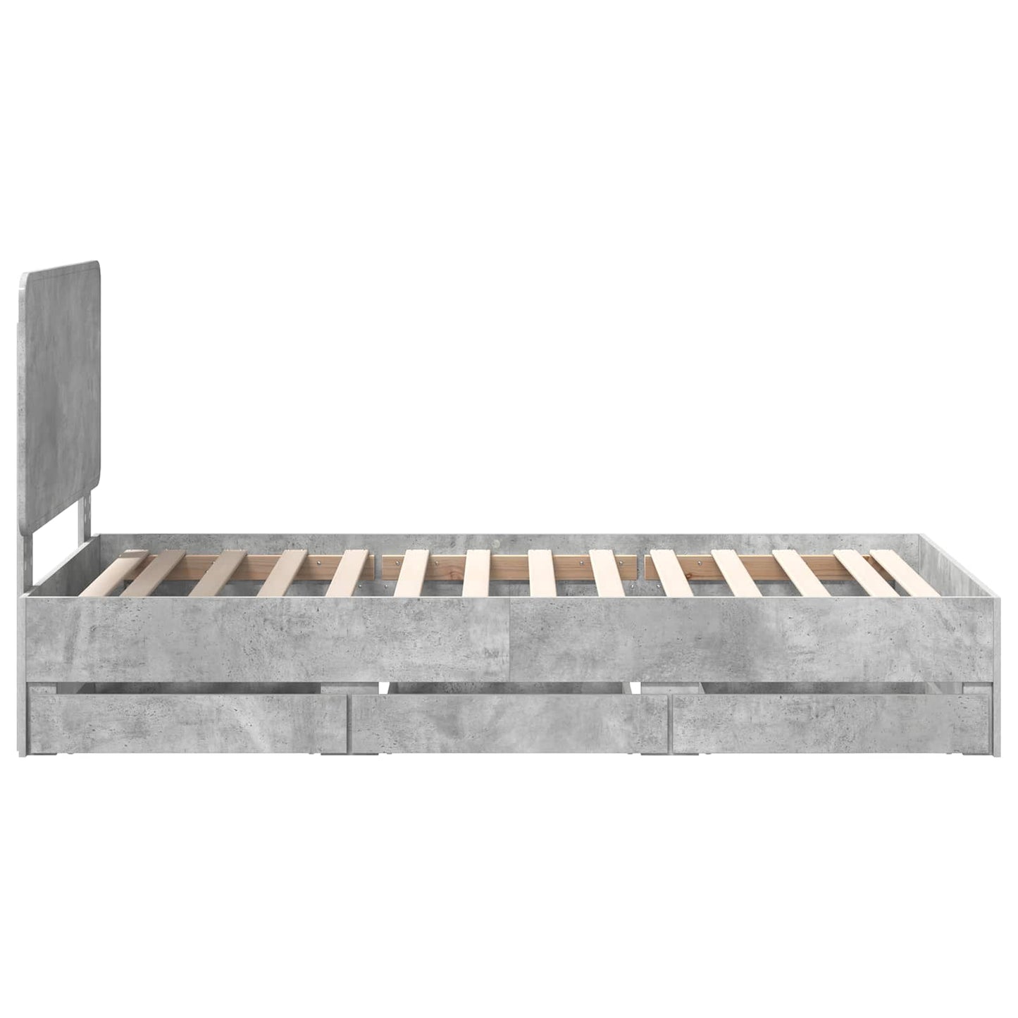 vidaXL Bed Frame with Drawer Concrete Grey 90 x 200 cm Engineer Wood