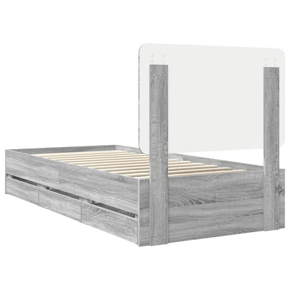 vidaXL Bed Frame with Drawer Grey Sonoma 90 x 200 cm Engineer Wood
