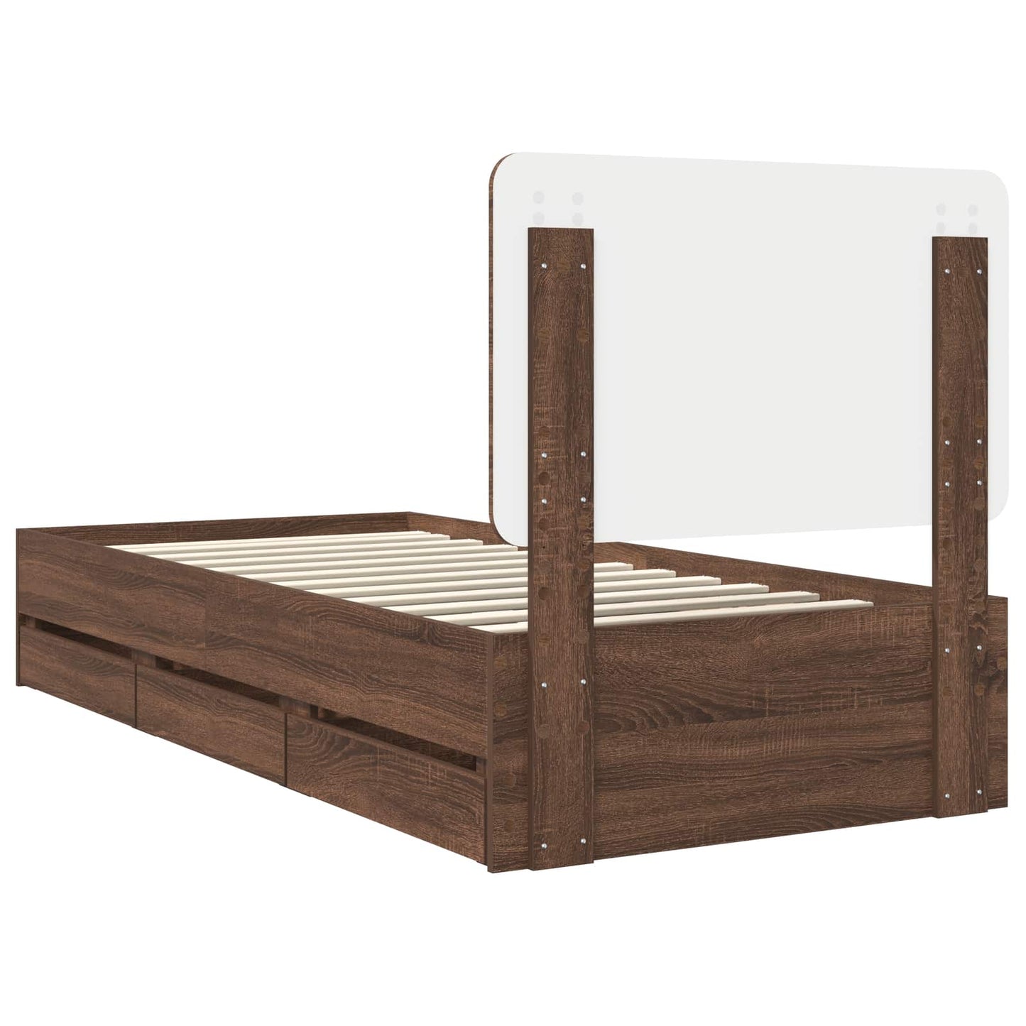 vidaXL Bed Frame with Drawer Brown Oak 90 x 200 cm Engineer Wood
