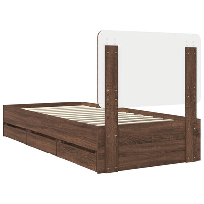 vidaXL Bed Frame with Drawer Brown Oak 90 x 200 cm Engineer Wood