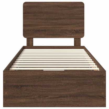 vidaXL Bed Frame with Drawer Brown Oak 90 x 200 cm Engineer Wood