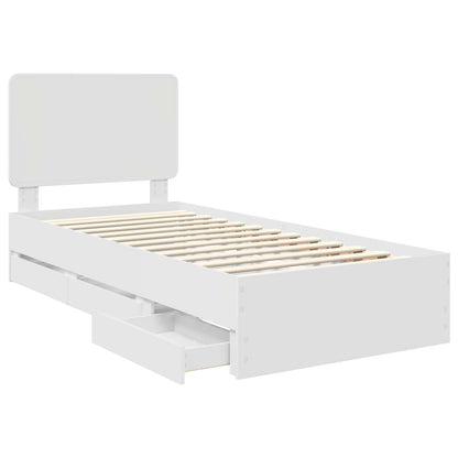 vidaXL Bed Frame with Drawer White 90 x 190 cm Engineer Wood