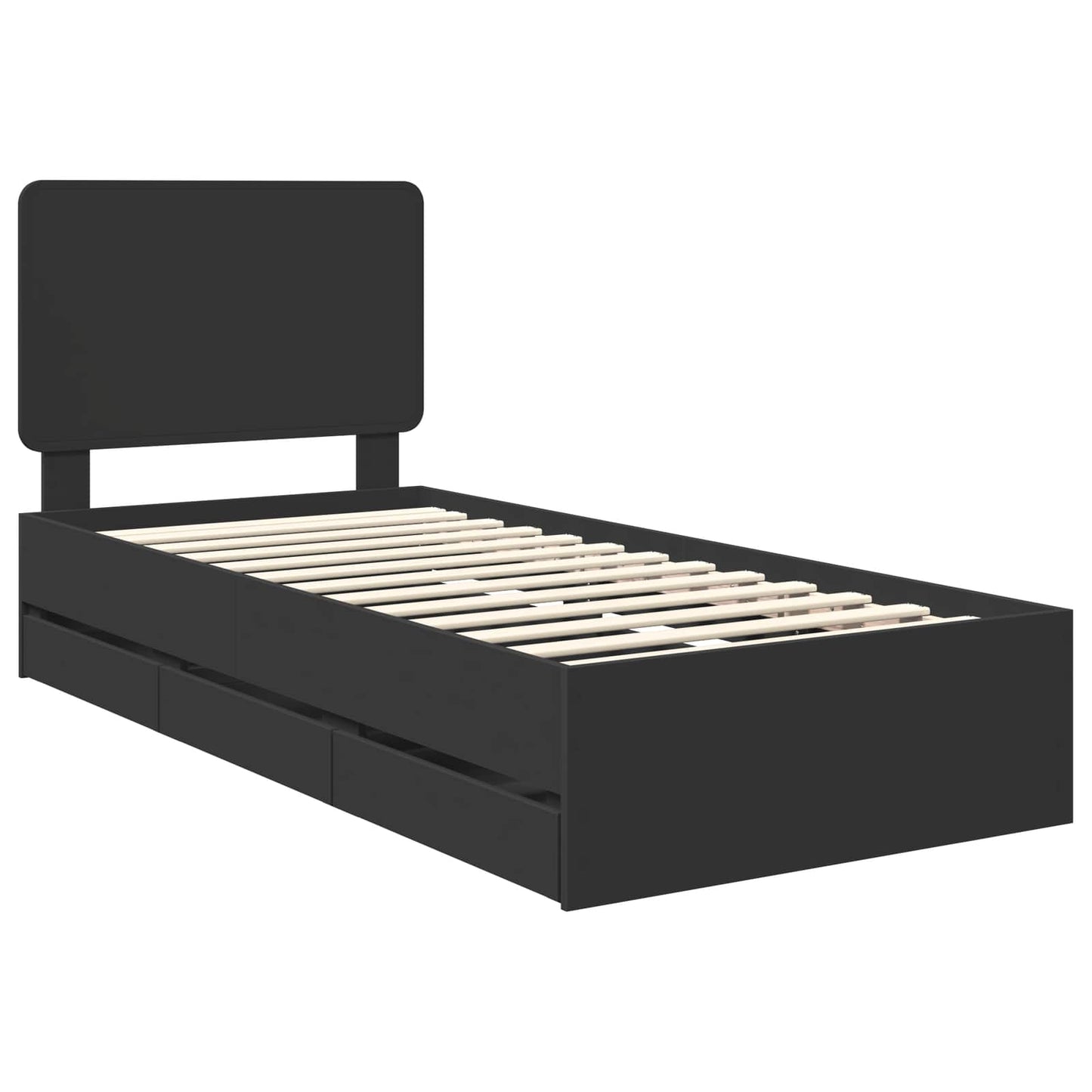 vidaXL Bed Frame with Drawer Black 90 x 190 cm Engineer Wood