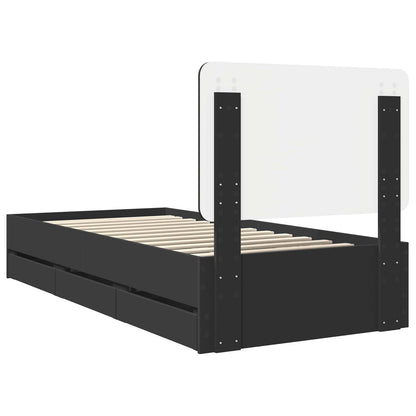 vidaXL Bed Frame with Drawer Black 90 x 190 cm Engineer Wood