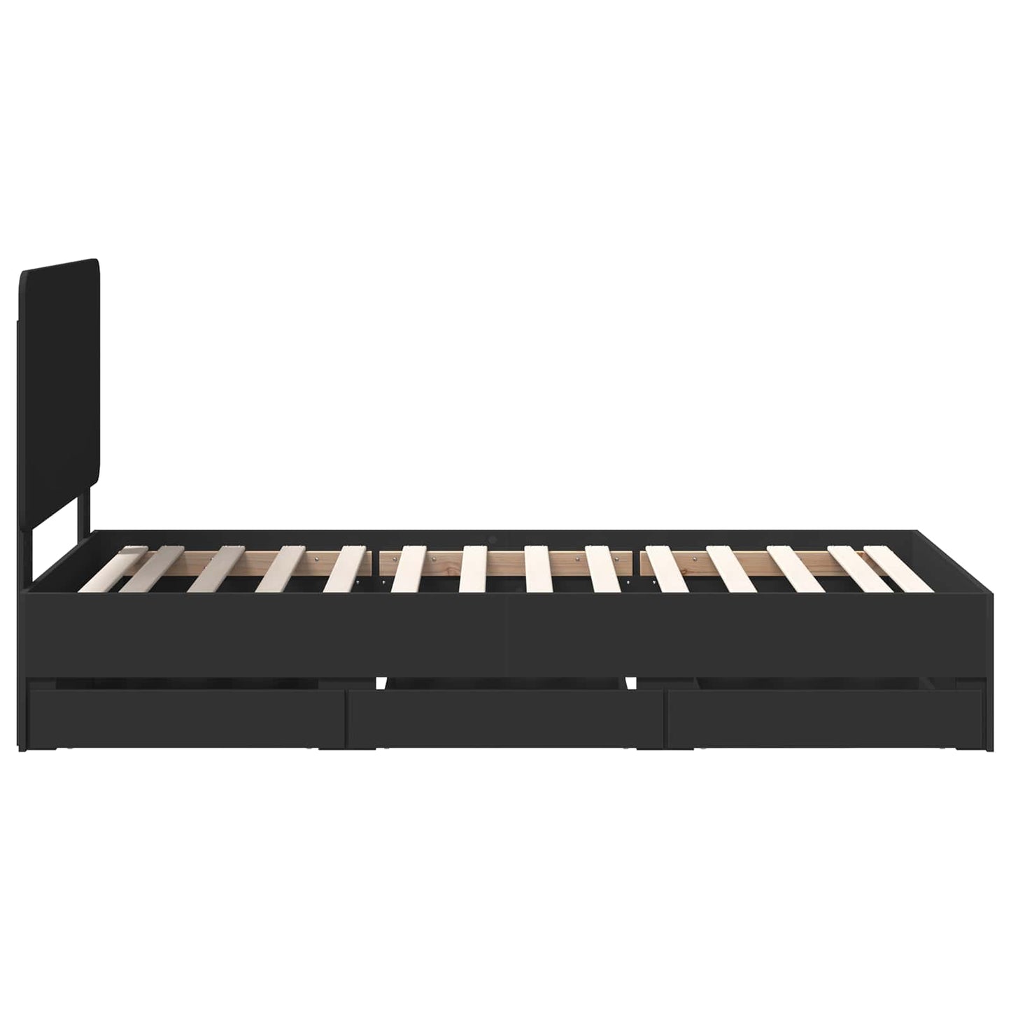 vidaXL Bed Frame with Drawer Black 90 x 190 cm Engineer Wood