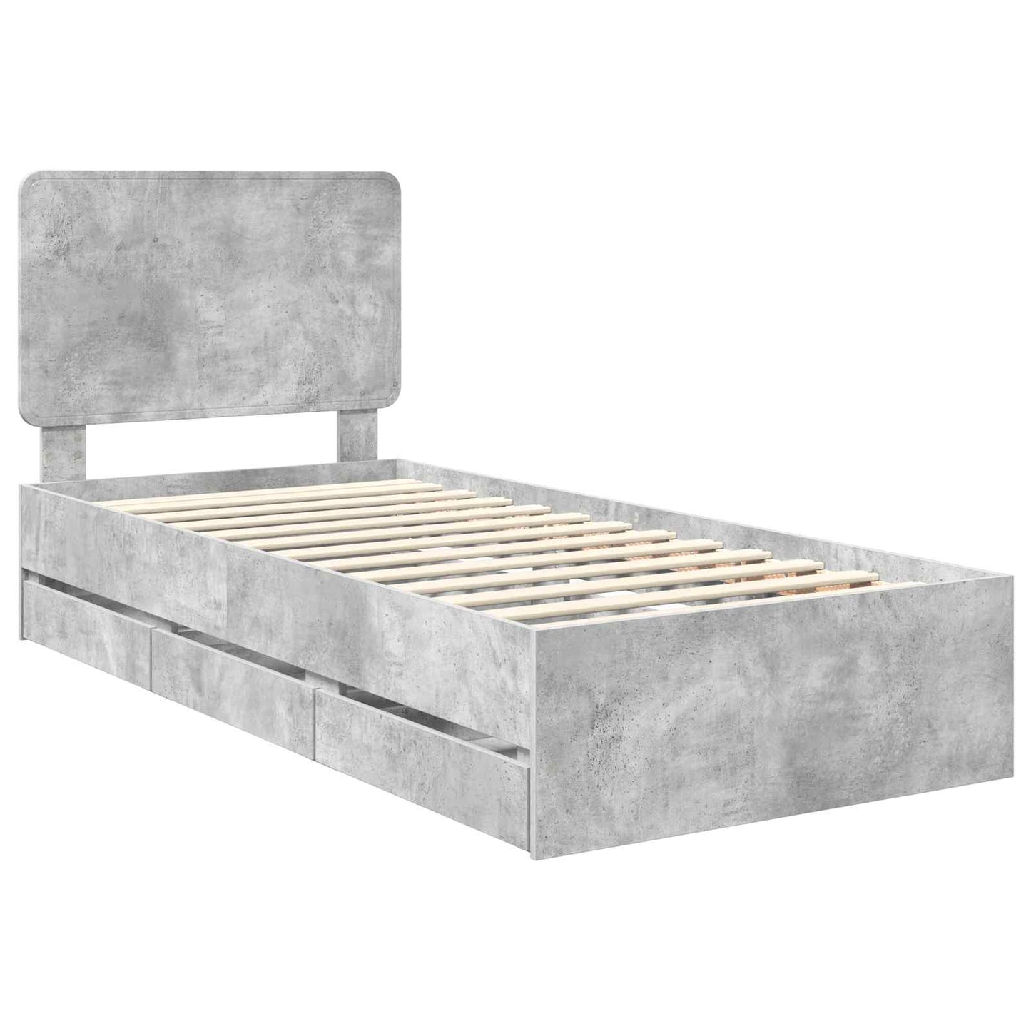 vidaXL Bed Frame with Drawer Concrete Grey 90 x 190 cm Engineer Wood