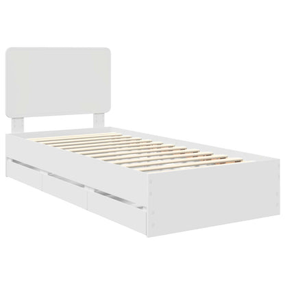 vidaXL Bed Frame with Drawer White 75 x 190 cm Engineer Wood