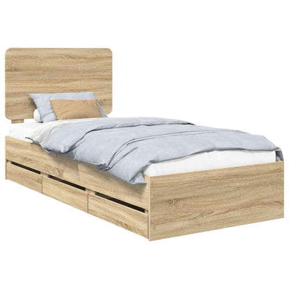 vidaXL Bed Frame with Drawer Sonoma Oak 75 x 190 cm Engineer Wood
