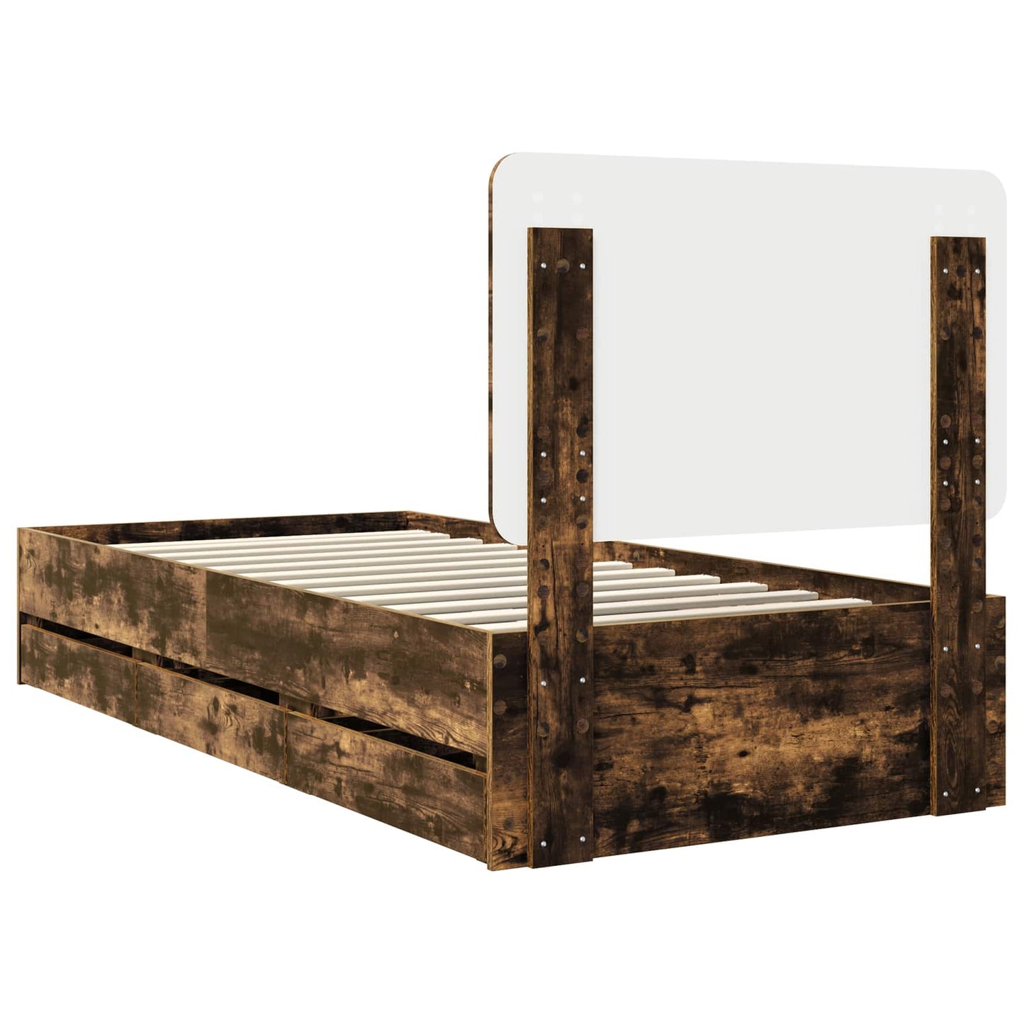 vidaXL Bed Frame with Drawer Smoked Oak 75 x 190 cm Engineer Wood