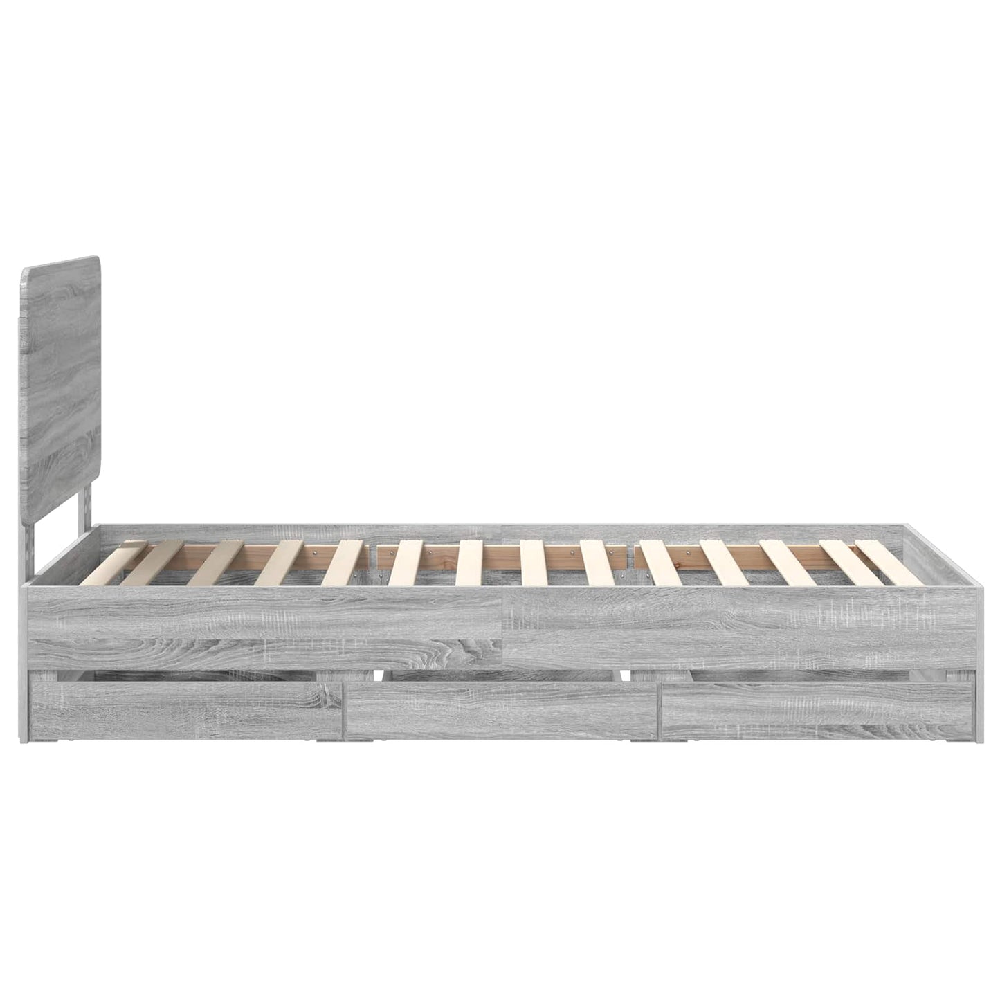 vidaXL Bed Frame with Drawer Grey Sonoma 75 x 190 cm Engineer Wood