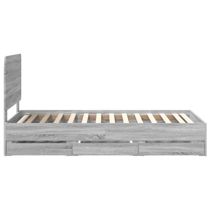 vidaXL Bed Frame with Drawer Grey Sonoma 75 x 190 cm Engineer Wood