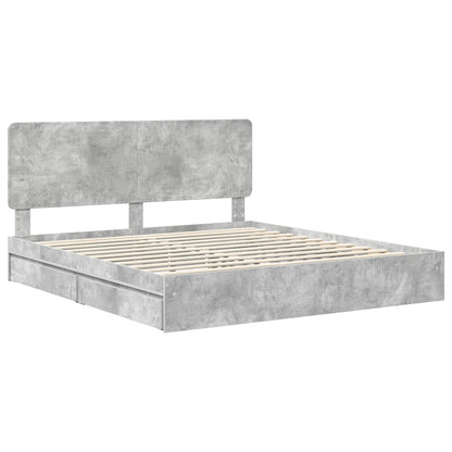 vidaXL Storage Bed Concrete Grey 200 x 200 cm Engineered Wood