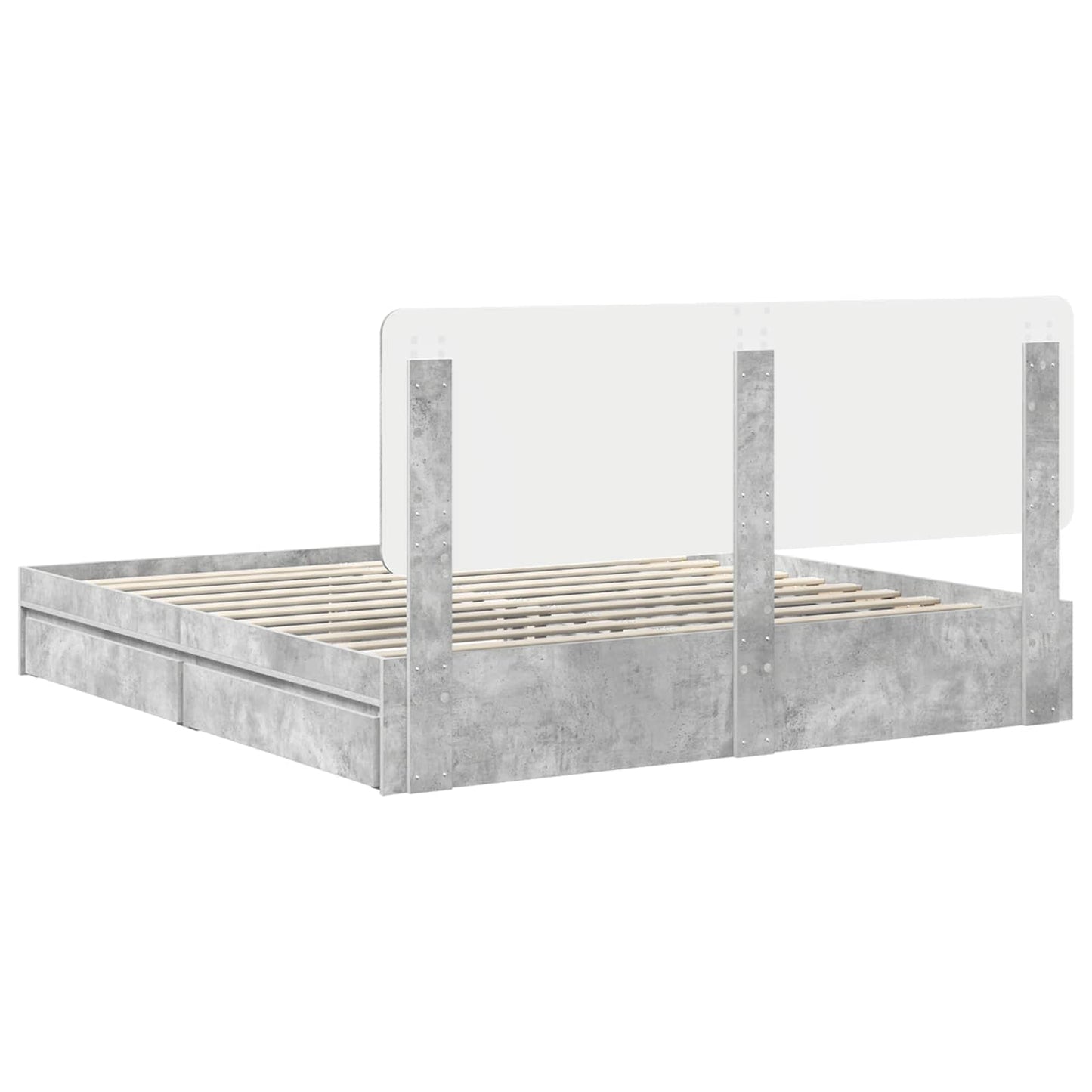vidaXL Storage Bed Concrete Grey 200 x 200 cm Engineered Wood