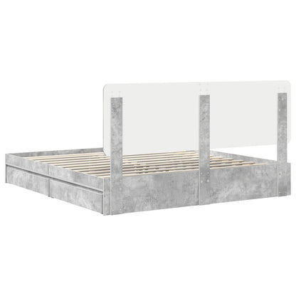 vidaXL Storage Bed Concrete Grey 200 x 200 cm Engineered Wood