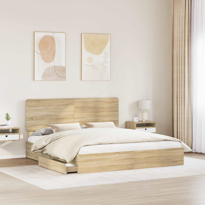vidaXL Storage Bed with Drawer Sonoma Oak 180 x 200 cm Engineered Wood