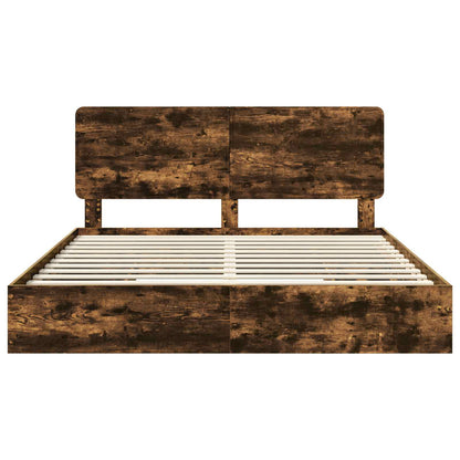 vidaXL Storage Bed with Drawer Smoked Oak 180 x 200 cm Engineered Wood