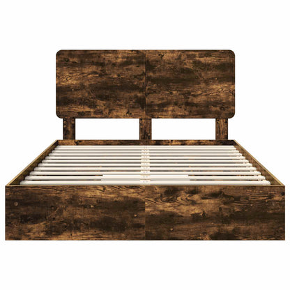 vidaXL Storage Bed with Drawer Smoked Oak 160 x 200 cm Engineered Wood