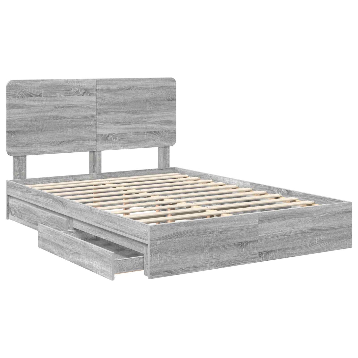 vidaXL Storage Bed Grey Sonoma 160 x 200 cm Engineered Wood