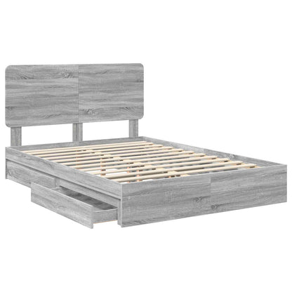 vidaXL Storage Bed Grey Sonoma 160 x 200 cm Engineered Wood