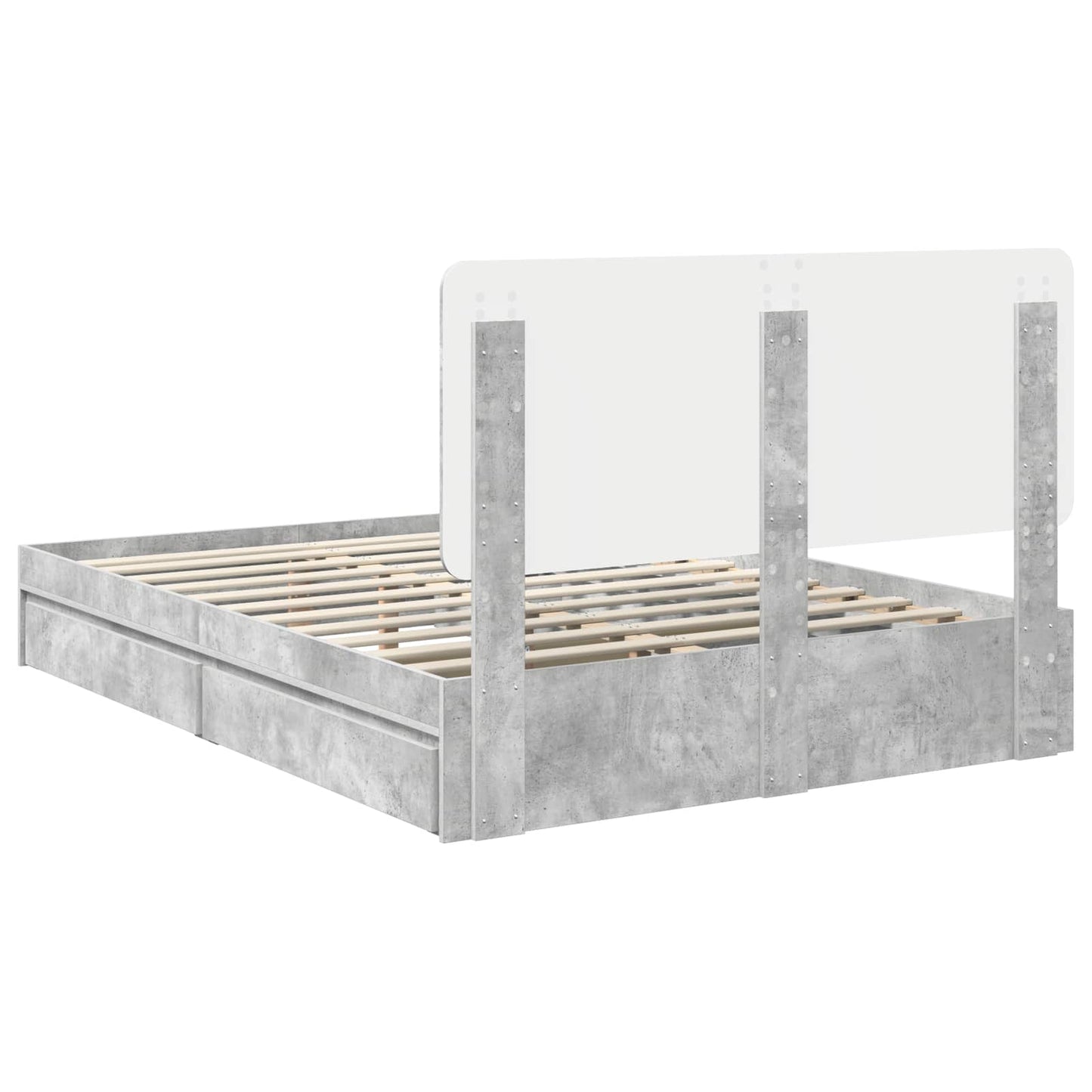 vidaXL Storage Bed Concrete Grey 150 x 200 cm Engineered Wood