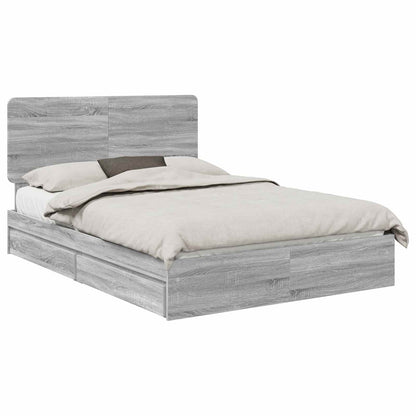 vidaXL Storage Bed Grey Sonoma 150 x 200 cm Engineered Wood