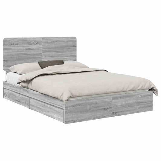 vidaXL Storage Bed Grey Sonoma 150 x 200 cm Engineered Wood