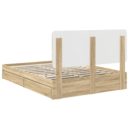 vidaXL Storage Bed with Drawer Sonoma Oak 140 x 200 cm Engineered Wood